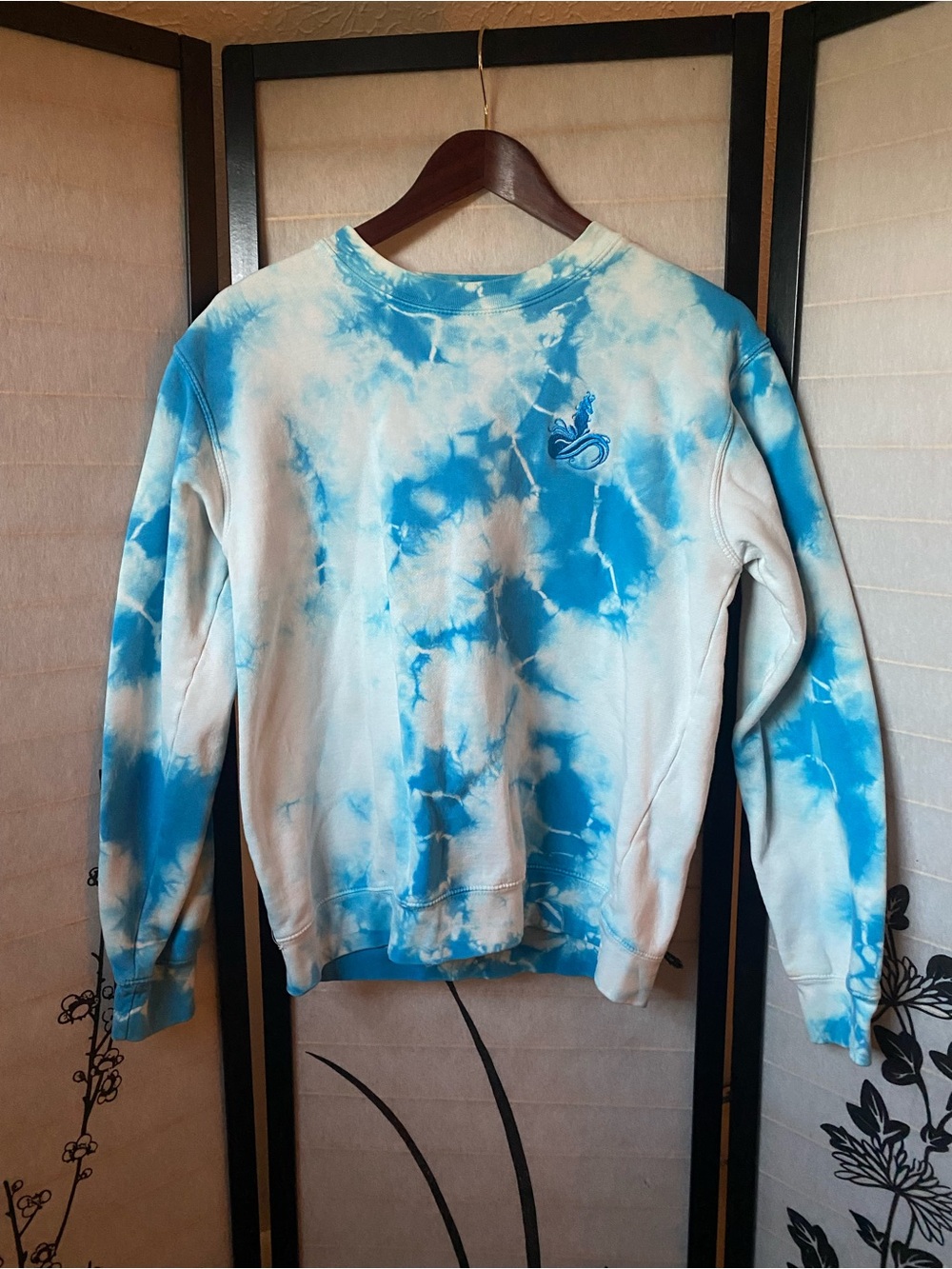 Cloud blue tie dye arctic fox sweater